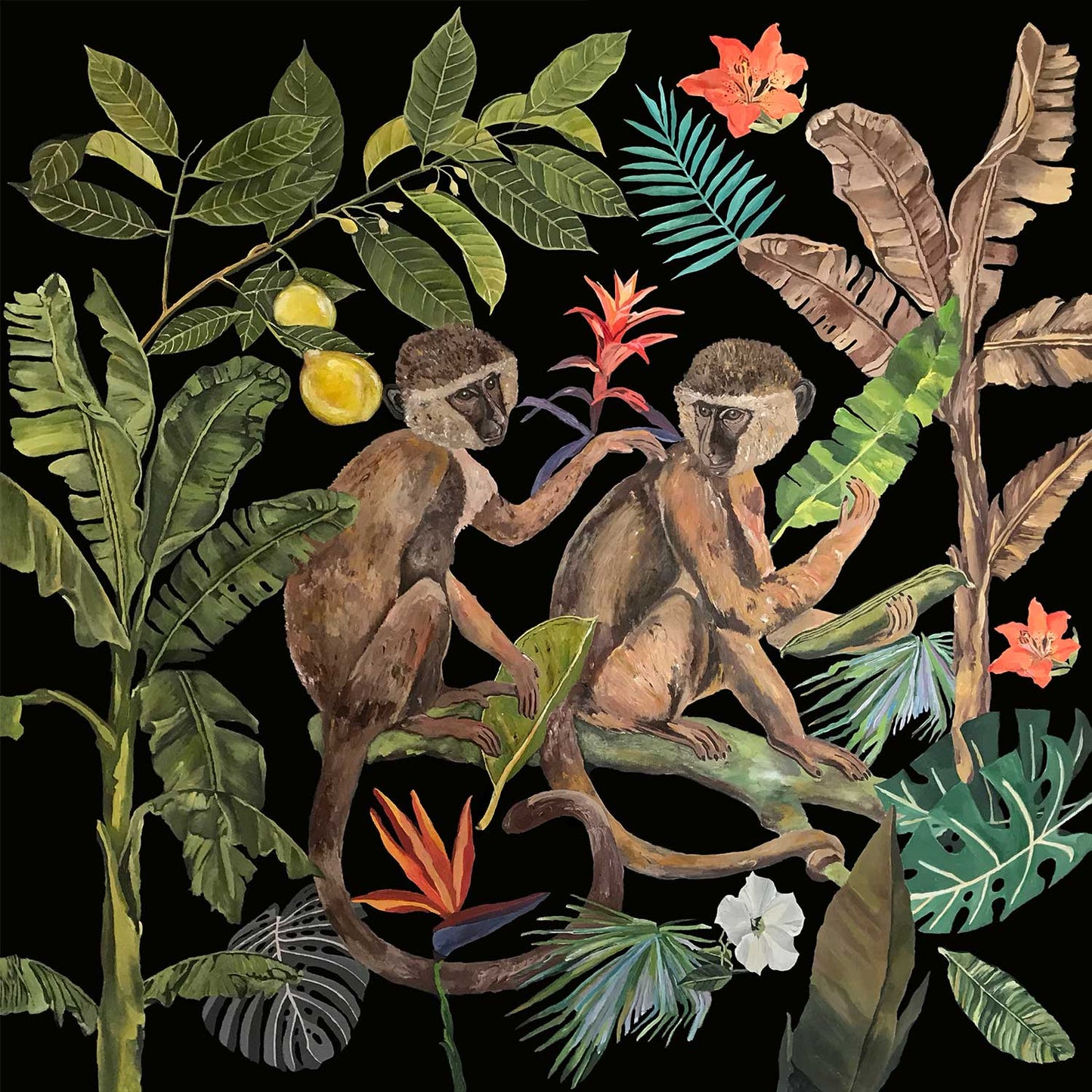Two Macaques - Painting