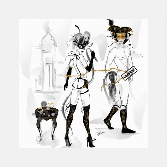 The Memoirs of Casanova - bdsm - mixed-media drawing