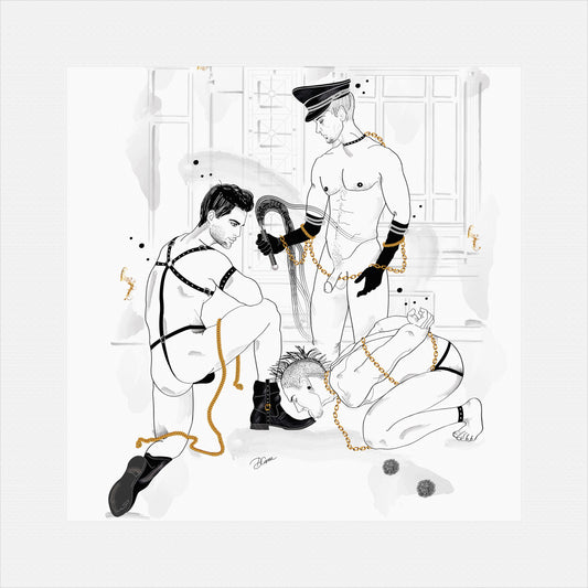 Carlos, Edgar and Ronnie - mixed media drawing