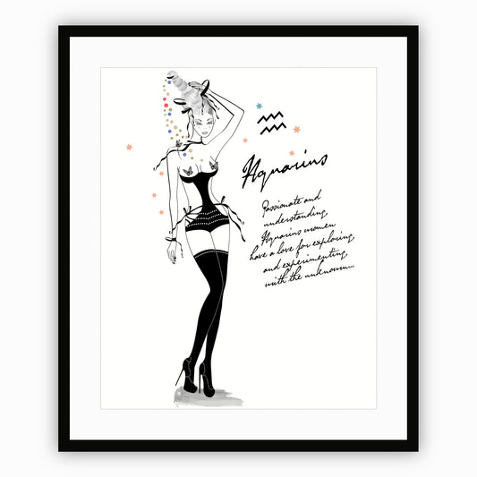 Aquarius - AstroPinUp - Zodiac - Art Print