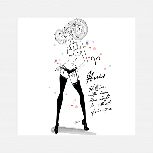 Aries - AstroPinUp - Zodiac - Drawing