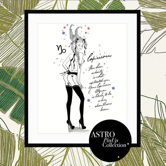 Capricorn - AstroPinUp - Zodiac - Art Print