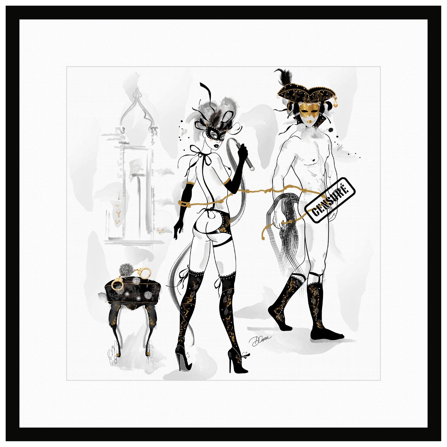 The Memoirs of Casanova - bdsm - mixed-media drawing