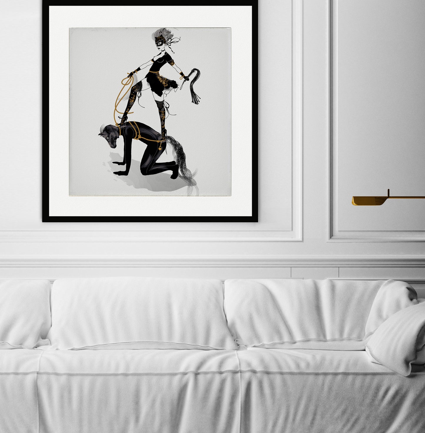 Mistress Dominatrice and her slave - Art Print