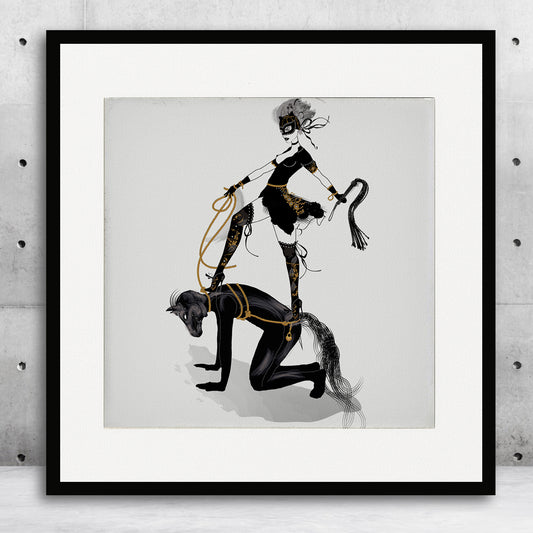 Mistress Dominatrice and her slave - Art Print