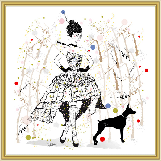 Bernadette and her Dog - Ink Drawing