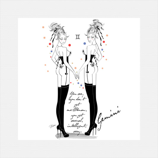 Gemini - AstroPinUp - Zodiac - Drawing