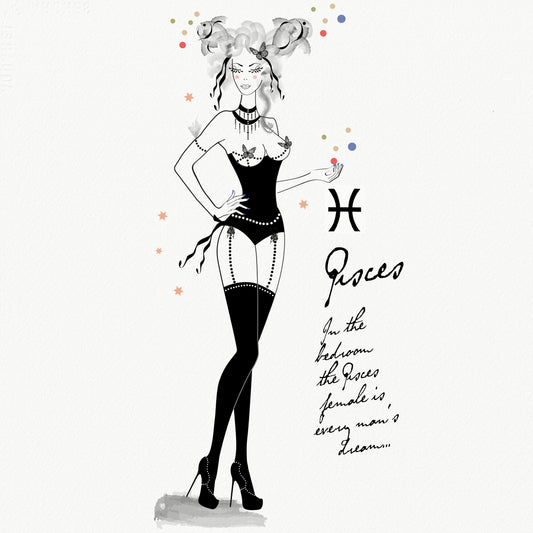 Pisces - AstroPinUp - Zodiac - Drawing