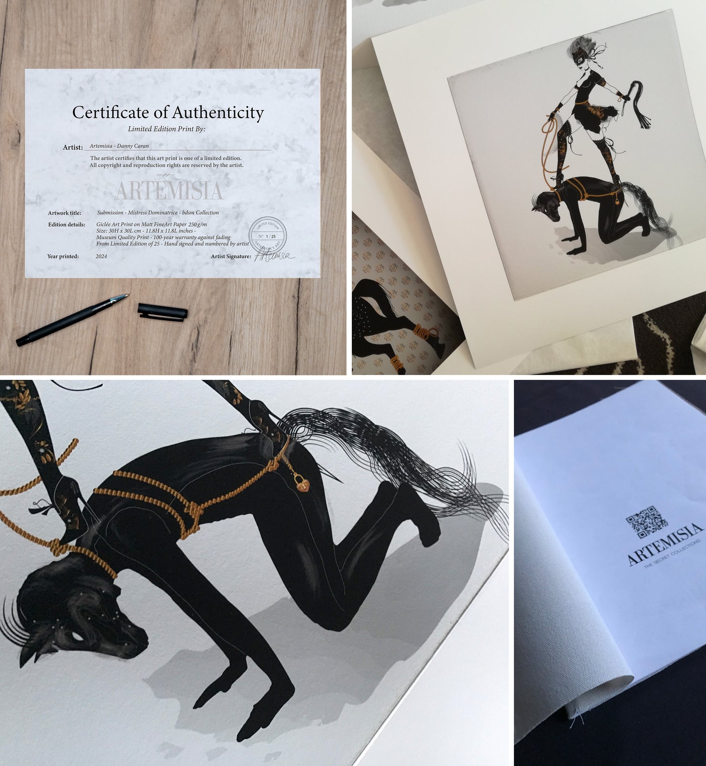 Mistress Dominatrice and her slave - Art Print