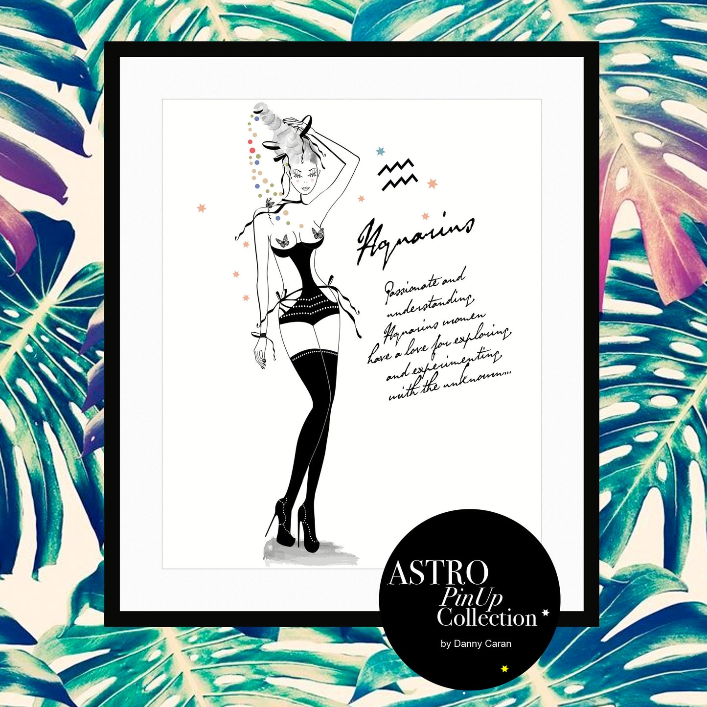 Aquarius - AstroPinUp - Zodiac - Art Print