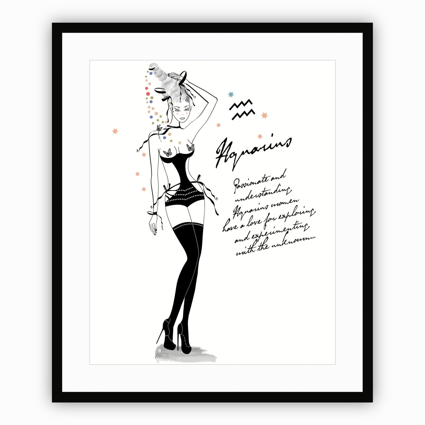 Aquarius - AstroPinUp - Zodiac - Art Print