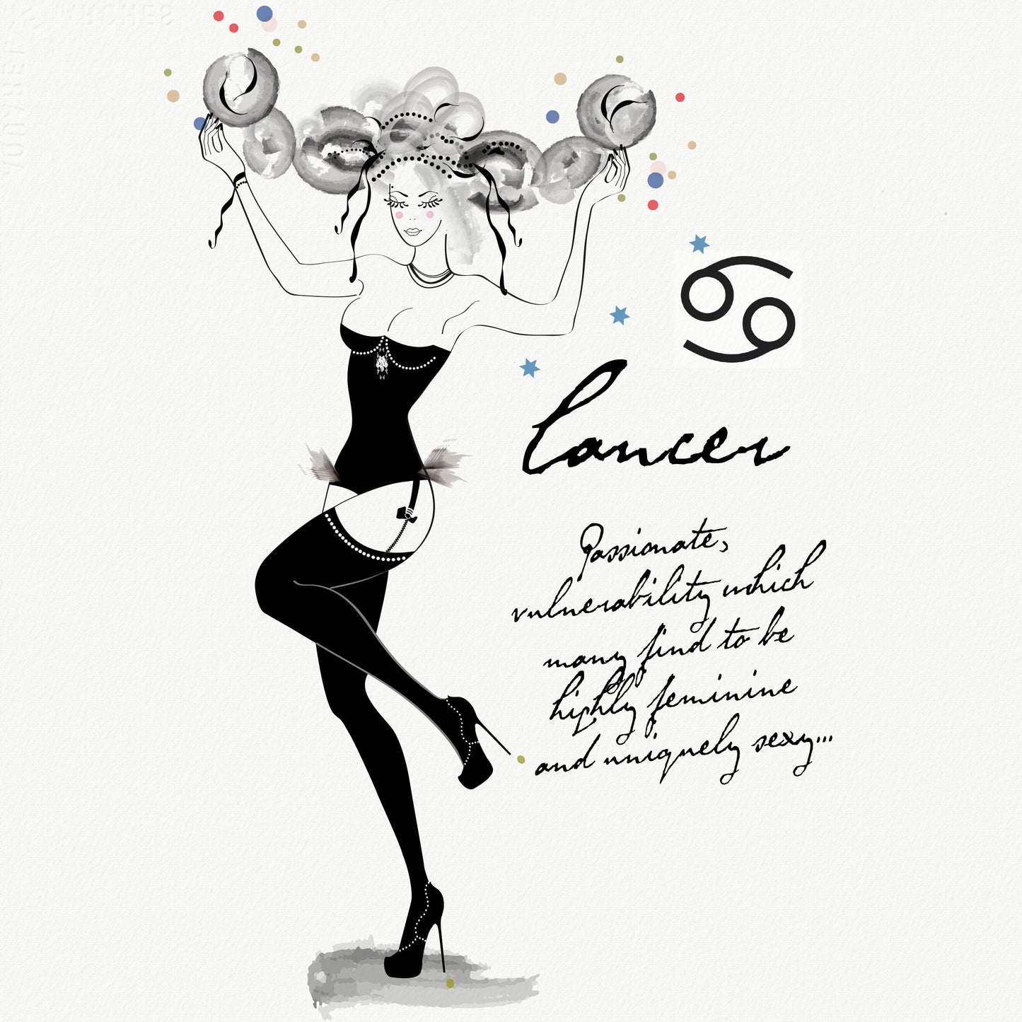 Cancer - AstroPinUp - Zodiac - Drawing