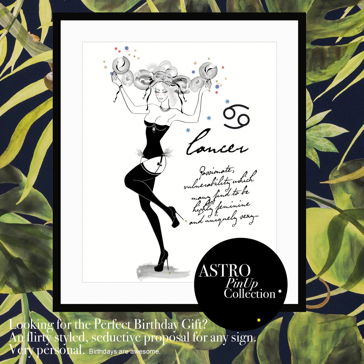 Cancer - AstroPinUp - Zodiac - Art Print