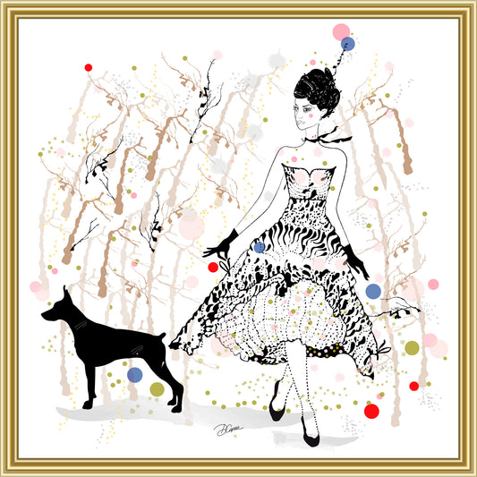 Brenda and her Dog - Ink Drawing