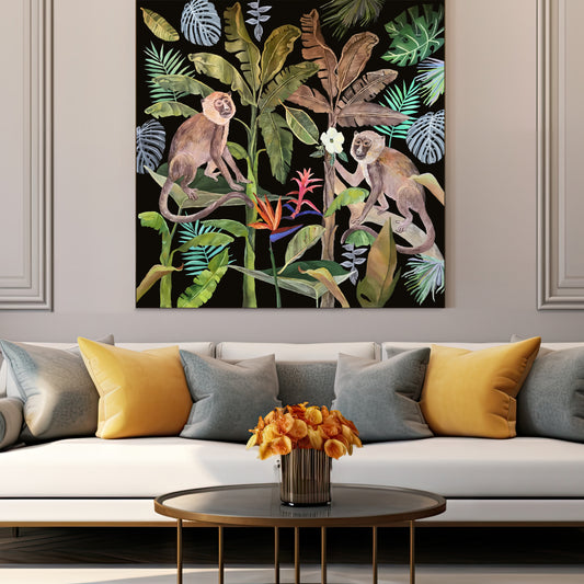 Two Monkeys and white Flower