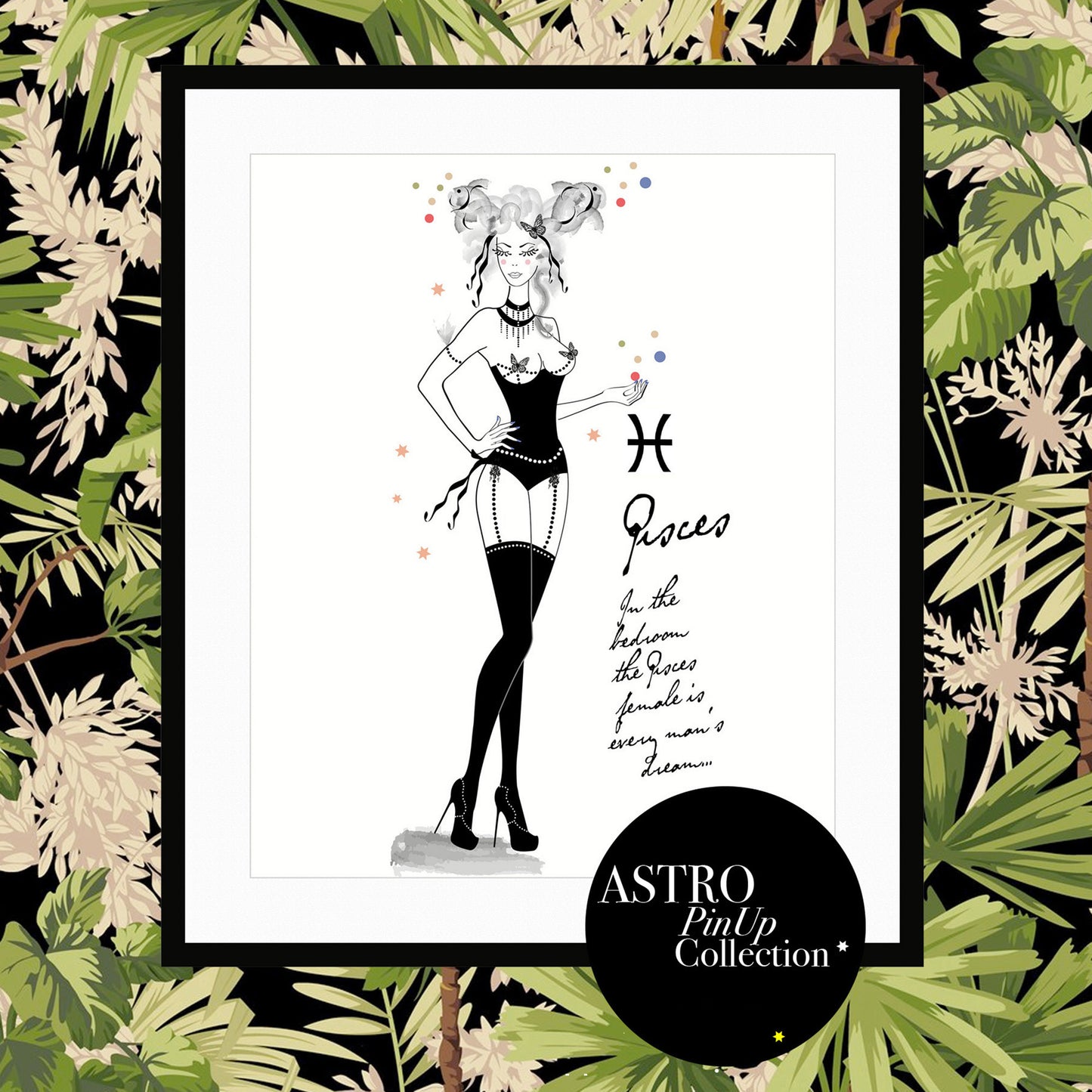 Pisces - AstroPinUp - Zodiac - Art Print