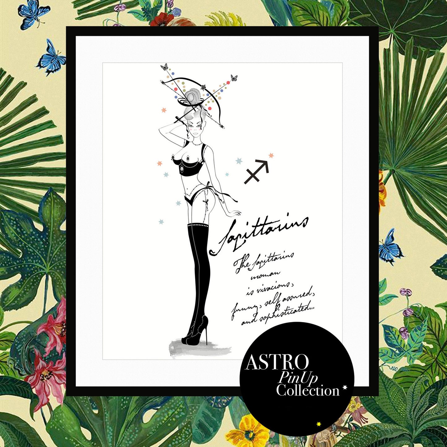 Sagittarius - AstroPinUp - Zodiac - Art Print