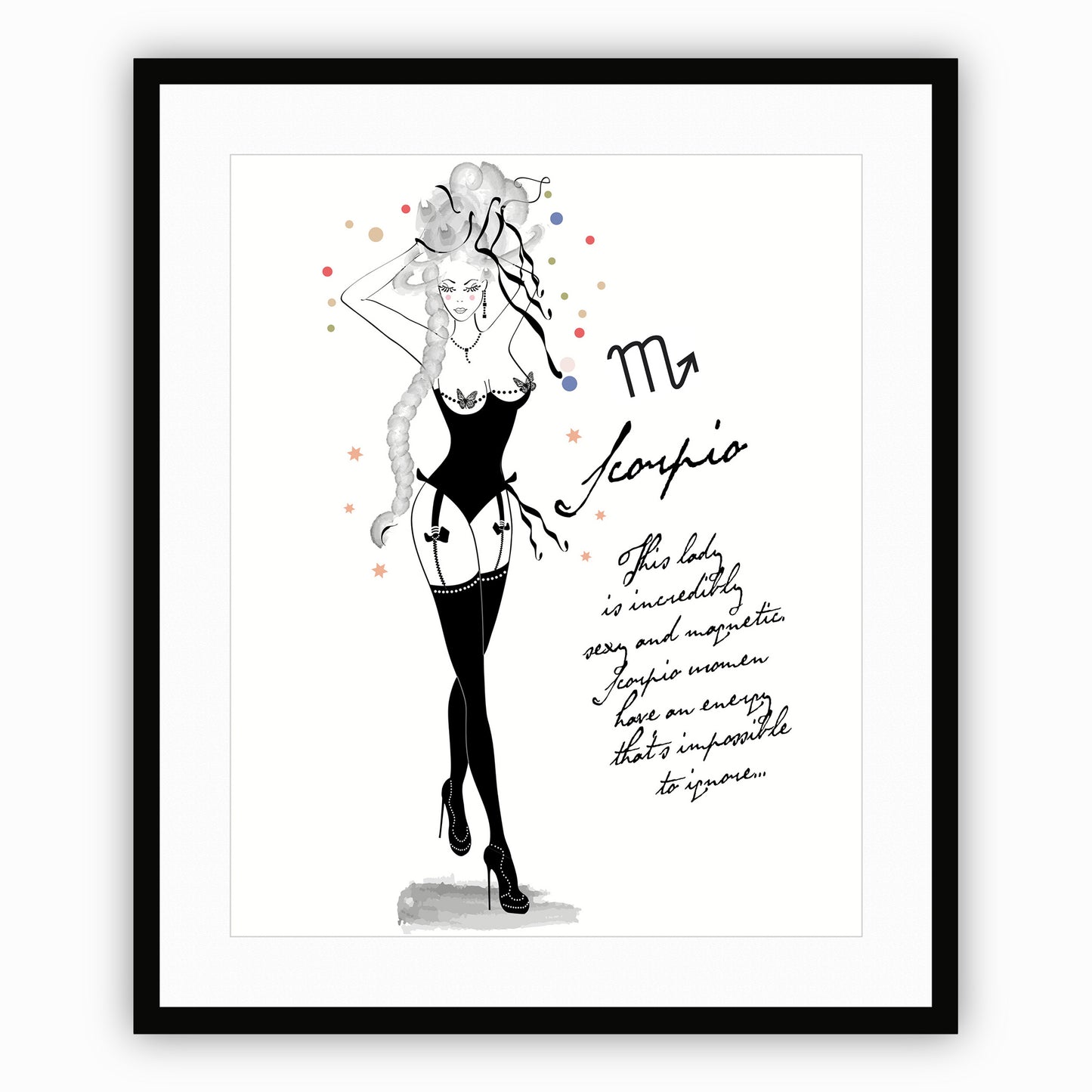 Scorpio - AstroPinUp - Zodiac - Art Print