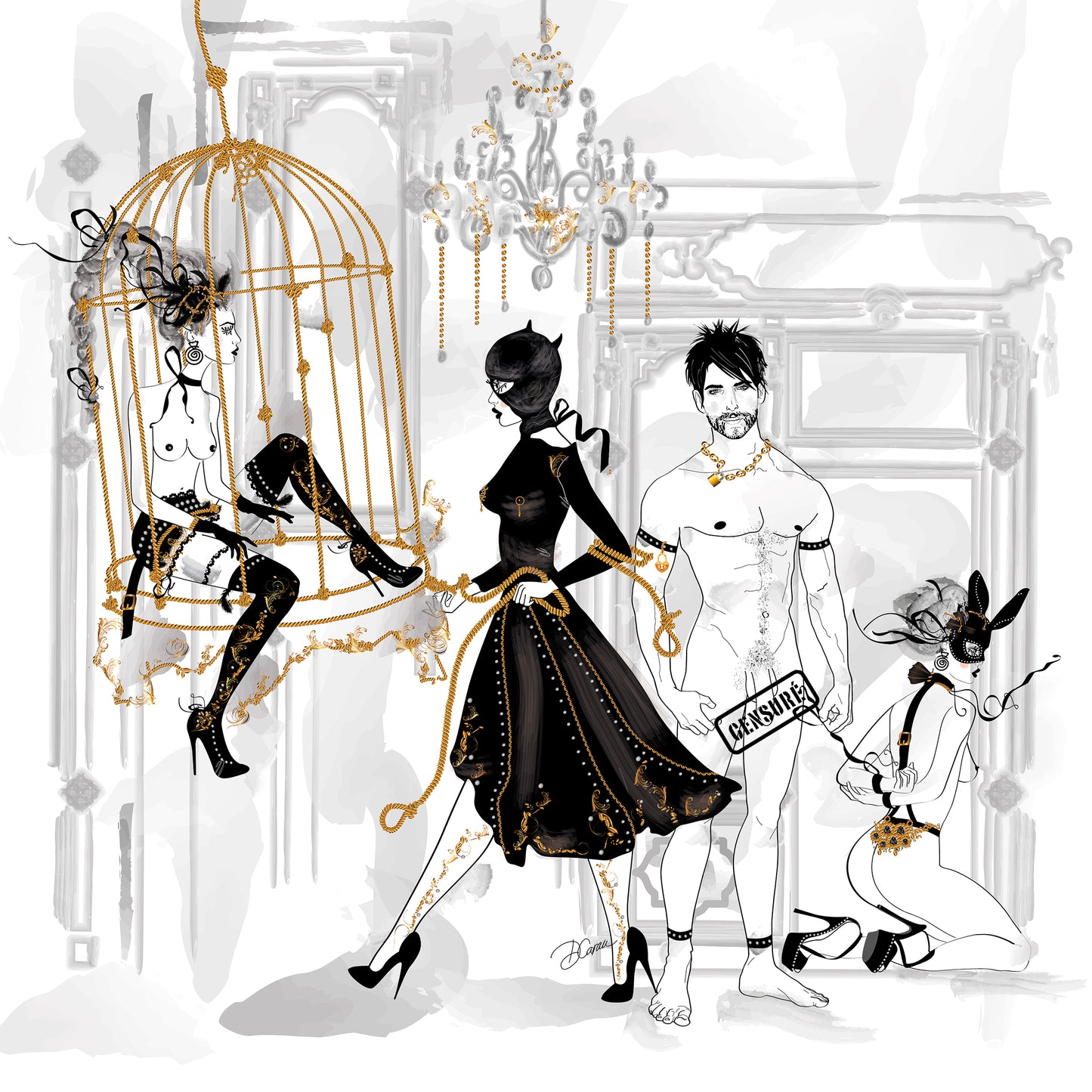 Elegance in Obedience - mixed-media drawing